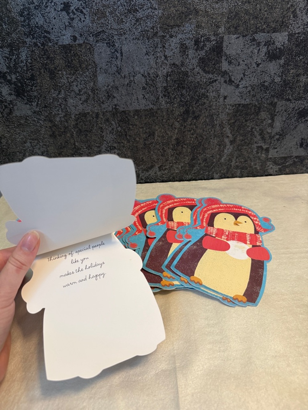 Holiday Penguin Greeting Cards - Red & Blue